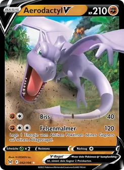 Karte Aerodactyl V aus Verlorener Ursprung, Nummer 092/196