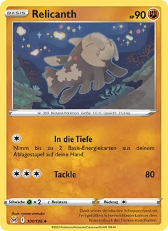 Karte Relicanth aus Verlorener Ursprung, Nummer 101/196
