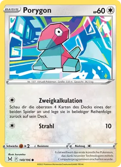 Karte Porygon aus Verlorener Ursprung, Nummer 140/196