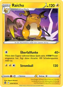 Karte Raichu aus Silberne Sturmwinde, Nummer 050/195