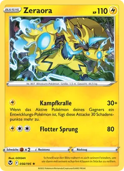 Karte Zeraora aus Silberne Sturmwinde, Nummer 056/195