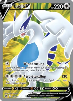 Karte Lugia V aus Silberne Sturmwinde, Nummer 185/195