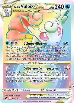 Karte Alola Vulpix-VSTAR aus Silberne Sturmwinde, Nummer 197/195