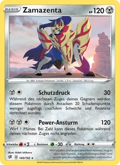 Karte Zamazenta aus Clash der Rebellen, Nummer 140/192