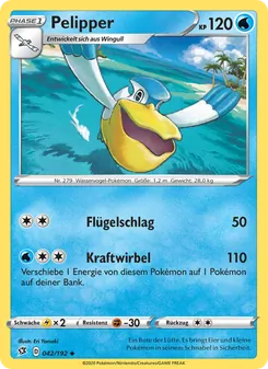 Karte Pelipper aus Clash der Rebellen, Nummer 42/192