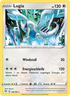 Karte Lugia aus Flammende Finsternis, Nummer 140/189
