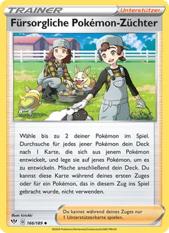 Karte Fürsorgliche Pokémon-Züchter aus Flammende Finsternis, Nummer 166/189