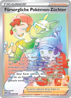 Karte Fürsorgliche Pokémon-Züchter aus Flammende Finsternis, Nummer 195/189