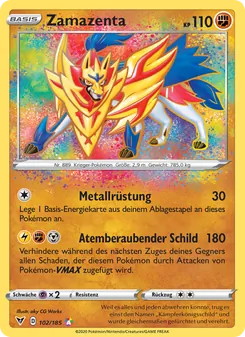 Karte Zamazenta aus Farbenschock, Nummer 102/185