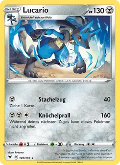Karte Lucario aus Farbenschock, Nummer 120/185