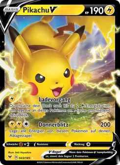 Karte Pikachu V aus Farbenschock, Nummer 43/185