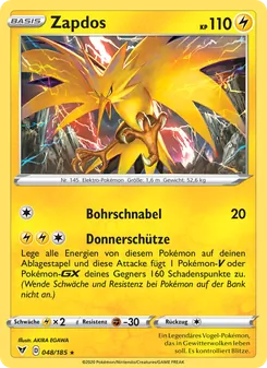 Karte Zapdos aus Farbenschock, Nummer 48/185