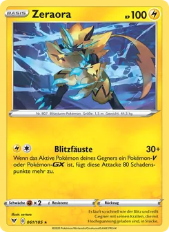 Karte Zeraora aus Farbenschock, Nummer 61/185