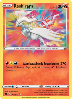 Karte Reshiram aus Glänzendes Schicksal, Nummer 17/72