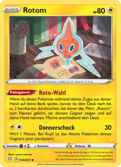 Karte Rotom aus Glänzendes Schicksal, Nummer 34/72