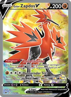 Karte Galar-Zapdos V aus Schaurige Herrschaft, Nummer 173/198