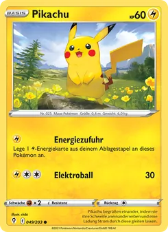 Karte Pikachu aus Drachenwandel, Nummer 49/203