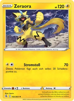Karte Zeraora aus Fusionsangriff, Nummer 102/264