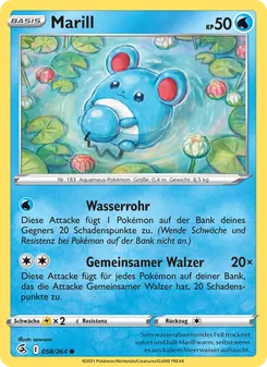 Karte Marill aus Fusionsangriff, Nummer 58/264