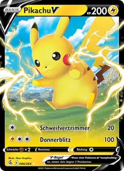 Karte Pikachu V aus Fusionsangriff, Nummer 86/264