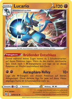 Karte Lucario aus Strahlende Sterne, Nummer 079/172