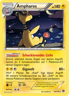 Karte Ampharos aus Dampfkessel, Nummer 40/114
