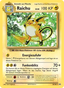 Karte Raichu aus Evolution, Nummer 36/108