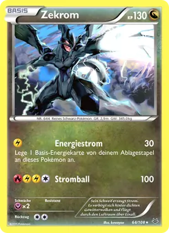 Karte Zekrom aus Drachenleuchten, Nummer 64/108