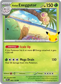 Alolan Exeggutor card from 30th Celebration, number 002/128