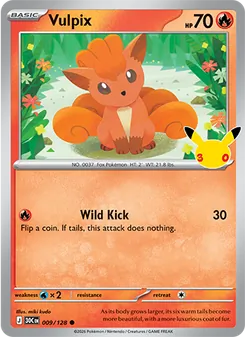 Vulpix card from 30th Celebration, number 009/128