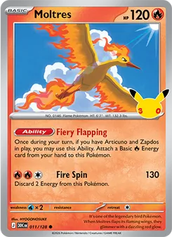 Moltres card from 30th Celebration, number 011/128