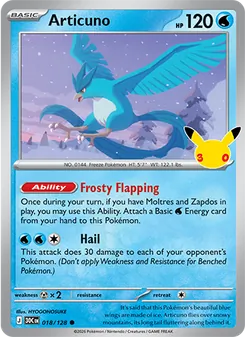 Articuno card from 30th Celebration, number 018/128