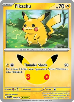Pikachu card from 30th Celebration, number 023/128