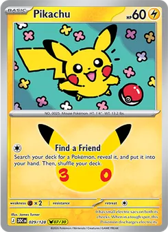 Pikachu card from 30th Celebration, number 029/128