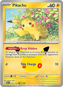 Pikachu card from 30th Celebration, number 033/128