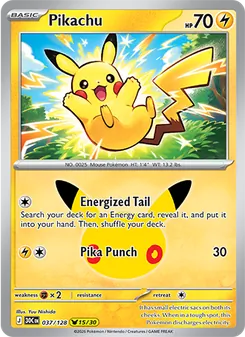 Pikachu card from 30th Celebration, number 037/128