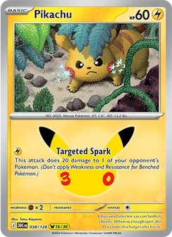 Pikachu card from 30th Celebration, number 038/128