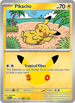 Pikachu card from 30th Celebration, number 043/128