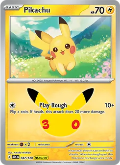 Pikachu card from 30th Celebration, number 047/128