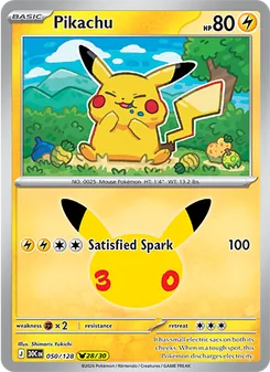 Pikachu card from 30th Celebration, number 050/128