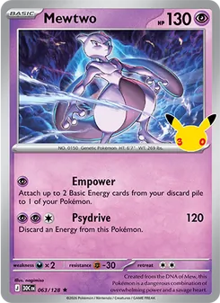 Mewtwo card from 30th Celebration, number 063/128