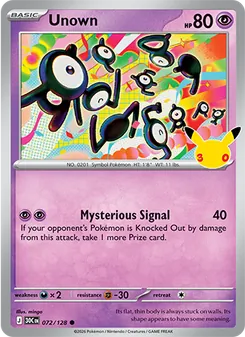 Unown card from 30th Celebration, number 072/128