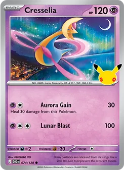 Cresselia card from 30th Celebration, number 074/128