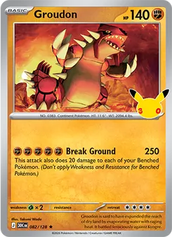 Groudon card from 30th Celebration, number 082/128