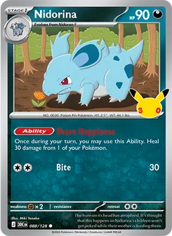 Nidorina card from 30th Celebration, number 088/128