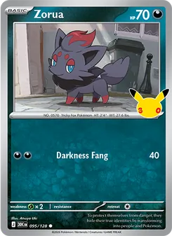 Zorua card from 30th Celebration, number 095/128