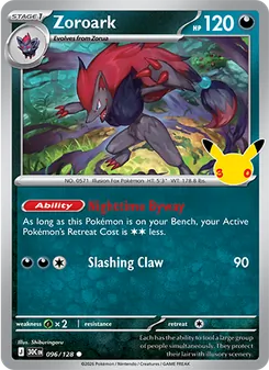 Zoroark card from 30th Celebration, number 096/128