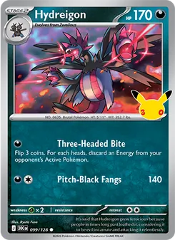 Hydreigon card from 30th Celebration, number 099/128