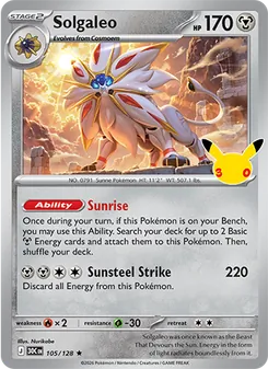 Solgaleo card from 30th Celebration, number 105/128