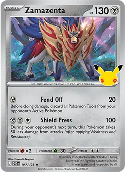 Zamazenta card from 30th Celebration, number 107/128